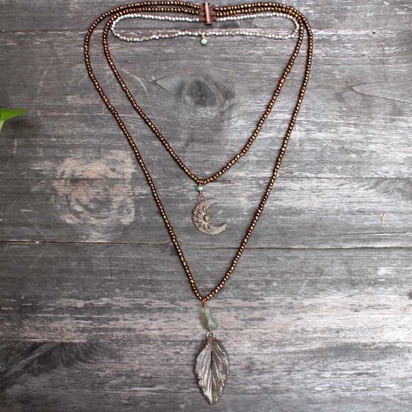 Selina Moon Jewelry - SOLD🍄Handmade Multi-Layer Moon Leaf Boho Necklace